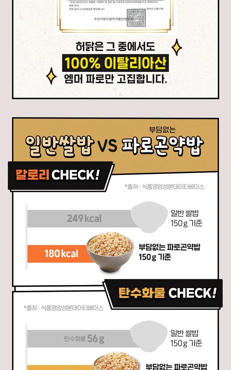 [허닭] 실온 즉석 현미/파로/50kcal 곤약밥 150g 20팩 (1BOX) 상세페이지 22